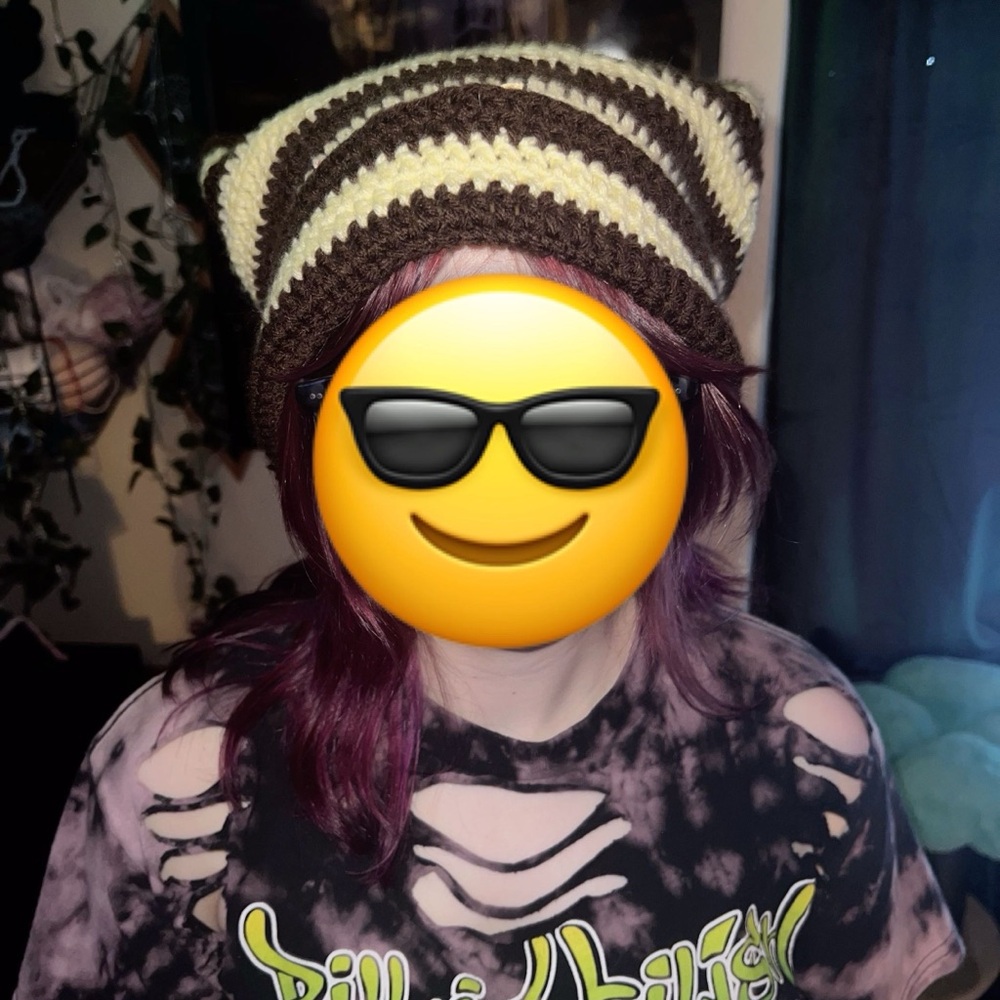 Oversized crochet cat ear beanie